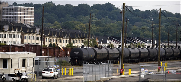 A view of the Norfolk Southern rail yard. Although Alexandria officials warn of possible dangers, Norfolk Southern points out that transporting fuel as far as possible by rail makes overall safety sense.