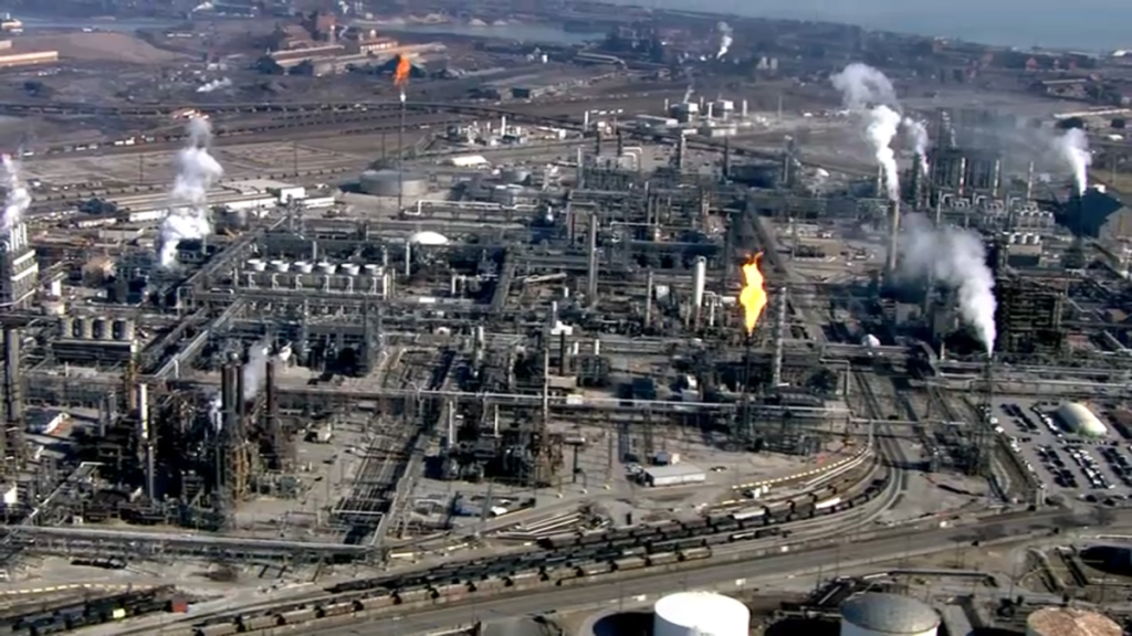 Fires flare out of stacks at BP refinery in Northwest Indiana